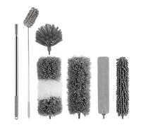 7 Pieces Telescopic Duster, Long Extendable 45-240 cm Washable Telescopic Duster Wiper for Ceiling Chandelier Gaps Cobwebs Fan Spider Webs