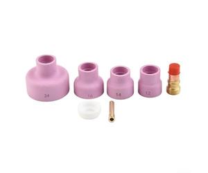 7 Pieces TIG Welding Torch Kit with Gas Lens and Ceramic Cups #12#14#16#24 Compatible with WP-17 WP-18 WP-26 Torches Includes Chuck Lens Gasket for Argon Weldin
