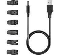 7-Pieces USB Shaver Charger Cable Kit, 5V Black Electric Razor Charger Cord USB Power Adapter Cord Replacement for Men's Razors & Trimmers,Beauty Devices, Desk Lamps, Bathroom & Travel Essential.