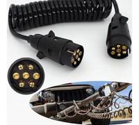 7 Pin to 7 Pin Trailer Extension Cable 3M, Male to Male Coiled Towing Adapter Plug and Socket for Caravan, Truck, Car Trailer Light Board & Towing Accessories