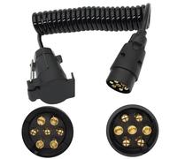 7 Pin Trailer Extension Coiled Cable 3M, Male to Female Towing Adapter Plug Socket for Caravan, Truck, Car Trailer Light Board & Towing Accessories