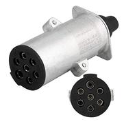 7 Pin Trailer Plug, 12V 7 Pin Trailer Plug Socket Adapter Waterproof Aluminum Auto Connector Tow Bar Towing Trailer Socket for Trailer Caravan Truck RV Towbar Towing