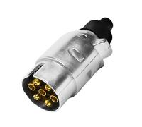 7 Pin Trailer Plug 12V Plug Towbar Socket Towing Trailer Socket 7 Pole Round Wiring Connector 7Pin Board Plugs Heavy Duty Waterproof Metal Aluminum Alloy for Trailers Caravan Truck Cars Boat RV Towbar