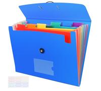 7 Pocket Accordian File Folders, Expanding File Folder A4 Letter Size Paper Portable Document Organizer-Blue