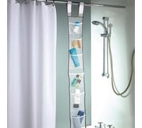 7 Pocket Hanging Shower Caddy - Fast Drying & Mildew Resistant Bathroom Organiser With Shower Rail Fastening - H135 X W17 X D0.5Cm