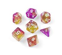 7 Polyhedral Dice Set, Polyhedral Glitter Dice Transparent Dice for Dungeons & Dragons RPG MTG DND Place Card Games Dice (Discolouration Yellow Purple)