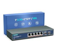 7 Port 2.5G Umanaged Ethernet Switch, 5 x 2.5G Base-T Ports, 2 x 10G SFP, Compatible with 100/1000/2500Mbps, Metal Fanless, Desktop/Wall Mount YuanLey 2.5Gbe Network Switch for Wireless AP, NAS, PC