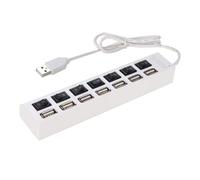 7 Port USB 2.0 Hub for PC Laptop White Plastic Data