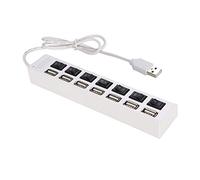 7-Port USB 2.0 Hub with External Power, 55cm Cable, ABS & Pure Copper Core, Windows/Linux Compatible