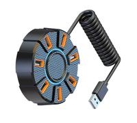 7 Port USB 2.0 Hubs With Multicolor LED Indicators Fast 480Mbps Transfer Speed For PC Laptop Expansion Multiple Port USB Hubs With External Power