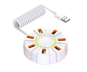 7 Port USB 2.0 Hubs With Multicolor LED Indicators Fast 480Mbps Transfer Speed For PC Laptop Expansion Color Changing USB Hubs For PC