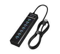 7 Port USB 3.0 Charging Powered Hub with 1M Long Cable, SuperSpeed 5Gbps USB Splitter Aluminum Multiport Adapter for i Phone Windows Desktop Laptop Compatible with All USB 3.0/2.0/1.1 Port Devices