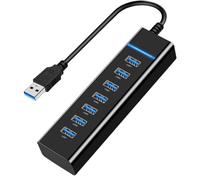 7-Port USB 3.0 Hub - High-Speed with LED Indicator - Compatible with iMac Pro, MacBook Air, Mac Mini/Pro, Surface Pro, PC and Laptop - Portable and Efficient