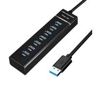 7-Port USB 3.0 Hub, USB Hub 3.0, Ultra Slim USB A Splitter with 5Gbps SuperSpeed Data Transfer, Compact Multi Port USB Extender for Mouse Keyboard Flash Drive Card Reader Printer Laptop Desktop PC