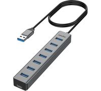 7-Port USB Hub 3.0 with 3.3Ft Long Cable, atolla USB Extender Multiport Adapter with Aluminum Shell, USB Hub for PC Laptop Multi USB 3.0 Port Devices