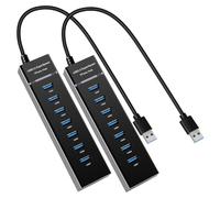 7-Port USB Hub, YaimhSound Multiple USB, 1 USB 3.0 + 6 USB 2.0 Hub for Laptop, PC, Keyboard, Mouse, SSD, Dell, HP, Lenovo, MacBook, Acer, Surface, 1ft Set of 2