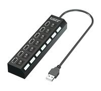 7-port USB2.0 Hub Computer USB Extension Hub One Drag Seven USB2.0 Splitter PC Laptop Desktop (black)