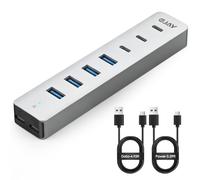 7-Port USB3.0 Hub,4 USB-A & 3 USB-C Multiport USB Splitter | Aluminum, USB-C 3.0 Extender, Detachable 4.28ft Long Data Cable for Desktop,PC,Flash Drive,Mobile HDD SSD,Windows/XPS