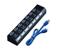 7 Port USB3.0 Hubs USB Port Hubs with Individual Switches Light Multiple Port USB Adapter USB Extender for Laptop