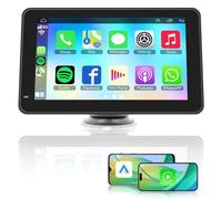 7" Portable Wireless CarPlay Screen - with Apple CarPlay Android Auto, HD Touch Screen Car Stereo, Bluetooth 5.0, GPS Navigation, Voice Control, Plug & Play w/FM/AUX/Mirror Link for Car MP5