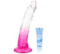 7‘’ Realistic Silicone Anal Dildo,Soft Cock with Curved Shaft for Vaginal G spot Stimulation, Body-Safe Material Penis with Strong Suction Cup for Hands-Free,Beginner Women Men Couples Adult Toys