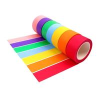 7 Rolls Colored Masking Tape Rolls Set, Coloured Self-Adhesive Rainbow Sticky Paper, Painting Colorful Craft Tape, Kids Art Supplies Colored Tape for DIY Craft Labeling and Art (7 Colors 25MM X 13M)