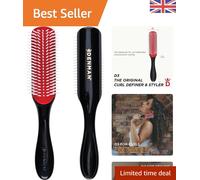 7 Row Curly Hair Brush in Black & Red - Ultimate Detangling & Curl Defining Tool