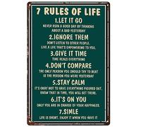 7 Rules Of Life Antique Tin Sign Inspirational Quote Vintage Chic Art Decoration Metal Hanging Signs For Home Bar Cafe Farm Store Garage Or Club 14x20cm