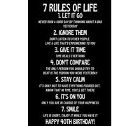 7 Rules of Life | Happy 40th Birthday Gifts For Him & Her: Funny Journal Notebook Diary An Alternative To Greeting Card As 40 Years Old Birthday Gift Present For Men & Women