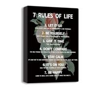 7 Rules of Life Inspirational Motto Canvas Wall Art，Inspirational Quotes&Saying Wall Art, Teens Positive Everyday Proverbs ,Tabletop/Hanging(29x38cm)Framed