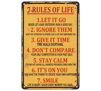 7 Rules Of Life Metal Tin Sign Let It Go Never Let A Bad Yesterday Ruin A Good Day Inspirational Poster For Farm Garden Home Kitchen Garage Wall Decor 5.5X8 Inch