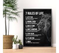 7 Rules Of Life MotivationMotivational Poster Printed on Canvas Wall Decor for Living Room inspirational wall art motivational For Bedroom or Home 8x12inch Framed, style-3