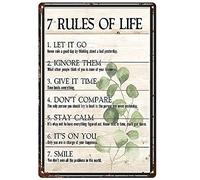 7 Rules Of Life Vintage Metal Sign Let It Go Never Ruin A Good Day By Thinking About A Bad Yesterday Motivational Quotes Wall Home Decor For Home Bar Cafe Farm Store Garage Or Club 14x20cm