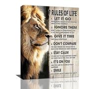 7 Rules of Life Wall Art Lion Pictures Wall Decor Motivational Inspirational Canvas Prints King Lion Art Home Decorations Painting Mens Office Decor Framed Artwork For Bedroom Living Room 12"x16"