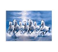 7 Running Horses Wall Art Vastu Painting Prints Canvas Poster Landscape Wall Art for Living Room Bedroom Office Room Decor 24x36inch(60x90cm) Unframe