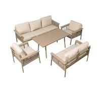 7 Seater Aluminium Garden Furniture Set Beige with Dining Table