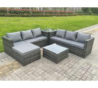 7 Seater Dark Mixed Grey Rattan Corner Sofa Outdoor Garden Furniture With 2 Coffee Table Footstool Fimous Dark Grey One Size