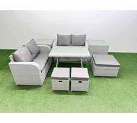 7 Seater Outdoor Love Sofa Sets Rattan Garden Furniture Set Fimous Light Grey One Size