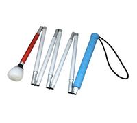 7-Section Aluminum Blind Cane,Reflective White and Red, Folding Walking Stick for Blind People (125cm (49.2 inch), Blue Handle)