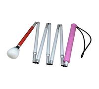 7-Section Aluminum Blind Cane,Reflective White and Red, Folding Walking Stick for Blind People (145cm (57.1 inch), Pink Handle)