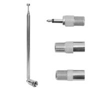 7 Section FM Radio Telescopic Antenna 75 Ohm with F-Type Connector and 3 IEC Coaxial Coupling Adapters, Internal DAB Antenna Replacement Kit, Universal Antenna for AM/FM/DAB, 76 cm