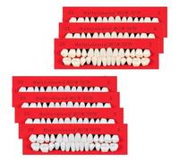 7 Sets Acrylic Resin False Teeth, Synthetic Polymer Fake Teeth,Two Tone Upper Lower Temporary,for Missing Tooth Fill Gap, Role Play Parties, Make-up, DIY and As Teaching Aids