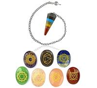7 Seven Chakra Symbol Engraved Set With 7 Chakra Dowser Pendulum For Reiki Healing And Crystal Healing Stones Pack Of Combo (Color : Multi)-B0924C2HMRNAMZ