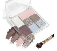 7-Shade Cool-Toned Powder Eyeshadow Palette, Pink, Silver, Blue And Mauve