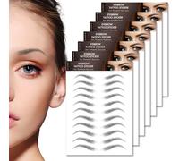 7 Sheets/77 Pairs 4D Hair-Like Eyebrow Tattoos Stickers, Natural Fake Eyebrow Sticker, Waterproof Temporary Brow Fake Stickers for Women & Girls Makeup (Black, 7Sheets/77 Pairs)
