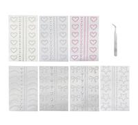 7 Sheets Face Gems Hair Jewelry, Self Adhesive Heart Star Face Jewels Gem Stickers, Y2K Stick on Rhinestones Sticker for Hair, Eye, Body, Makeup, Crafts, Rave Accessories Festival Decals