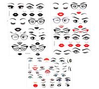 7 Sheets Face Stickers for Flower Pots, Funny Eyebrows Eyes Nose Lips Mouth Decals Make a Face Emotion Stickers for Crafts Holiday Party Flower Pot DIY Projects Kids Women Activities Decor