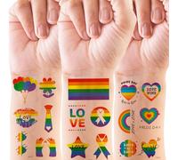 7 Sheets Pride Rainbow Temporary Tattoos, LGBTQ Trans Tattoos Sticker with Rainbow Flag Love Heart Patterns for Gay Lesbian Pride Month Parade Celebrations Festival Party Favor Decoration Accessories
