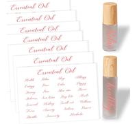 7 Sheets Roller Bottle Essential Oil Label,Stickers,Pink Handwriting Minimalist Style Self-Adhesive Capital Letter Labels, Vinyl Essential Oil Bottle Labels Stickers, Nice and Waterproof