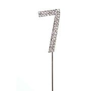 Silver 7 Sparkley Diamond Cake Topper Number 7 for Birthday Anniversary Shatchi Silver One Size